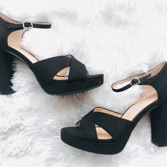 chinese laundry black suede platform heels - Picture 2 of 2
